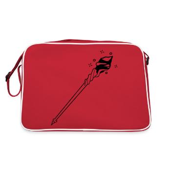 Wizards wand with gem - Retro Bag - red/white - Back