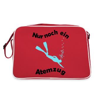 Nur noch ein Atemzug Apnoetaucher - Retro Tasche - Rot/Weiß - Hinten