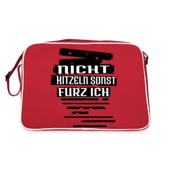 coronakrise blechblasinstrument geschenk statement - Retro Tasche - Rot/Weiß - Hinten