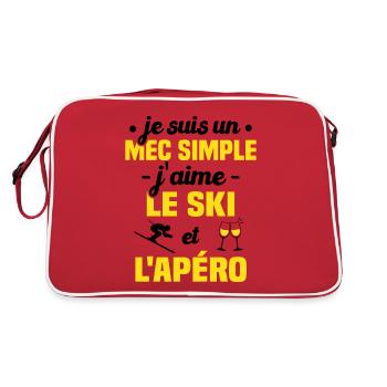 Je suis un mec simple j'aime le ski et l'apéro - Sac Retro - rouge/blanc - Dos
