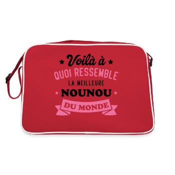 Cadeau Voilà La Meilleure Nounou du Monde - Sac Retro - rouge/blanc - Dos
