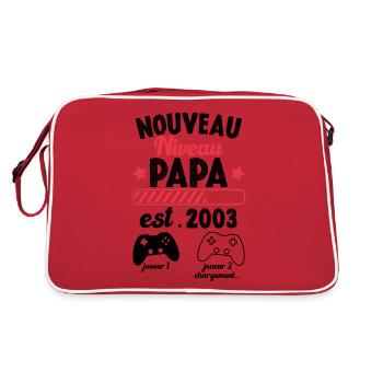 Nouveau Papa En 2023 Humour Cadeau Papa Gamer - Sac Retro - rouge/blanc - Dos