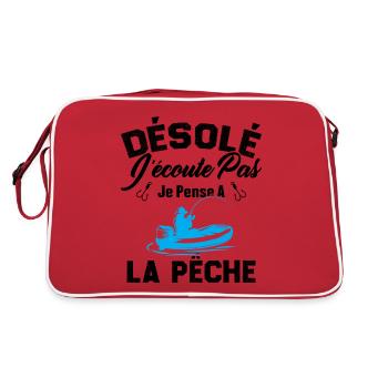 Désolé J'écoute Pas Je Pense A La Pêche Humour - Sac Retro - rouge/blanc - Dos