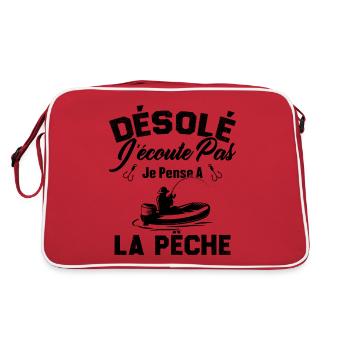 Désolé J'écoute Pas Je Pense A La Pêche Humour - Sac Retro - rouge/blanc - Dos