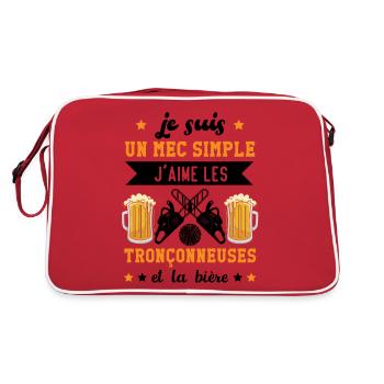 J'aime les Tronçonneuses et la Bière Cadeau - Sac Retro - rouge/blanc - Dos