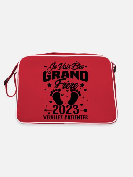 Je Vais Être Grand Frère en 2023 - Sac Retro - rouge/blanc - Dos