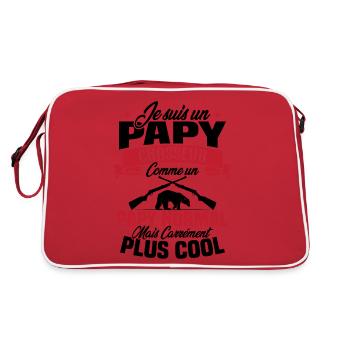 Je suis un papy chasseur comme un papy normal - Sac Retro - rouge/blanc - Dos