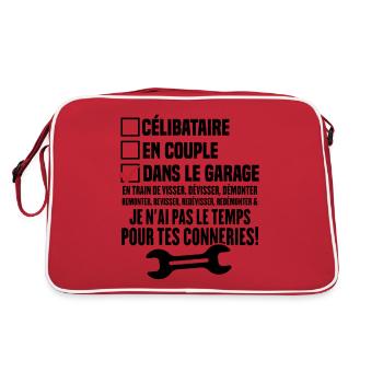 Celibataire en couple dans le garage - Sac Retro - rouge/blanc - Dos