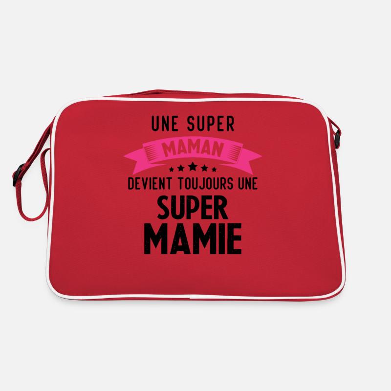 Une super maman devient toujours une super mamie - Sac Retro - rouge/blanc