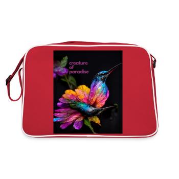 Créature paradisiaque - un magnifique colibri coloré - Sac Retro - rouge/blanc - Dos