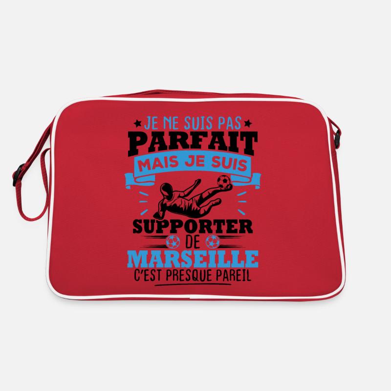 Pas parfait mais je suis supporter de marseille - Sac Retro - rouge/blanc