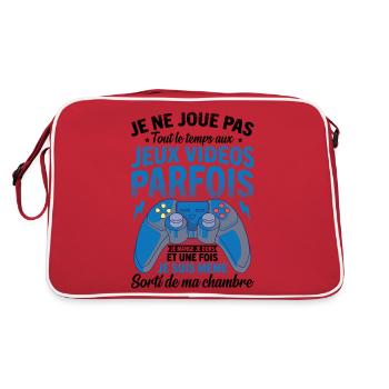 Je ne joue pas tout le temps aux jeux vidéos - Sac Retro - rouge/blanc - Dos