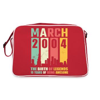 19. Geburtstag März Jahrgang 2004 Geschenkidee - Retro Tasche - Rot/Weiß - Hinten