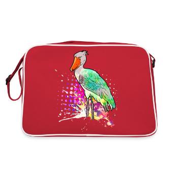 Shoebill Bird Ornithologist Forest I Gift - Retro Bag - red/white - Back