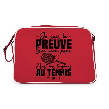 Preuve que mon papa tennis, Humour tennis - Sac Retro - rouge/blanc - Dos
