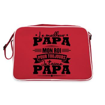 Le meilleur papa mon roi, je t'aime papa - Sac Retro - rouge/blanc - Dos