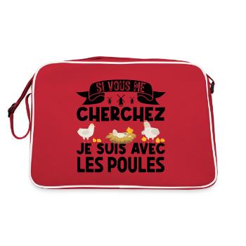 si vous me cherchez je suis avec les poules - Sac Retro - rouge/blanc - Dos