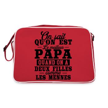 Qu'on est le meilleur papa quand on a deux filles - Sac Retro - rouge/blanc - Dos