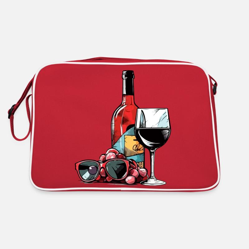 Bouteille de vin et lunettes Sac Retro