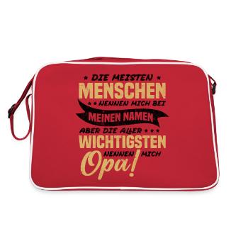 Die aller wichtigsten nennen mich opa - Retro Tasche - Rot/Weiß - Hinten