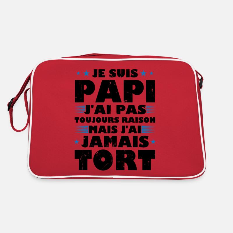 Je suis papi, j ai jamais tort - Sac Retro - rouge/blanc