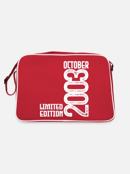 Oktober 2003 Jubiläumsgeschenk. Oktober 2003. - Retro Tasche - Rot/Weiß - Hinten