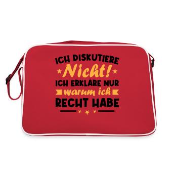 Ich diskutiere nicht erkläre warum ich recht habe - Retro Tasche - Rot/Weiß - Hinten