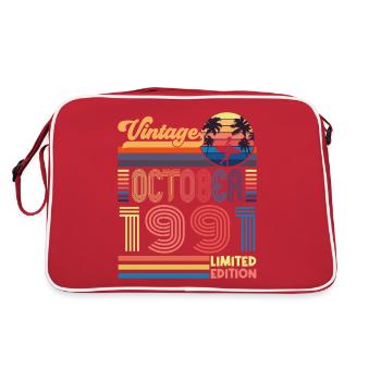 Anniversaire octobre 1991. Cadeau Octobre 1991. - Sac Retro - rouge/blanc - Dos