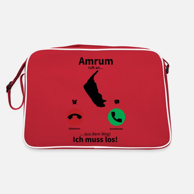 Amrum ruft an... - Retro Tasche - Rot/Weiß