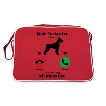 Mein Foxterrier ruft an - Retro Tasche - Rot/Weiß - Hinten