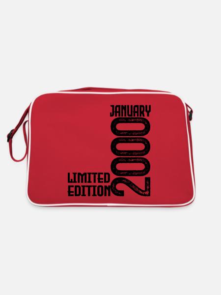 January 2000 Birthday Gift. January 2000. - Retro Bag - red/white - Back