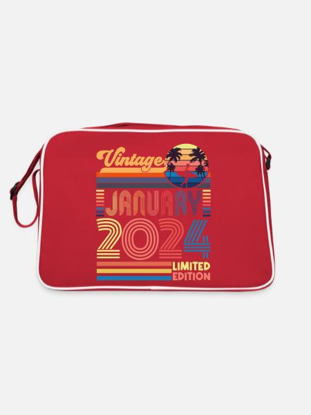 Anniversaire janvier 2024. Cadeau Janvier 2024. - Sac Retro - rouge/blanc - Dos