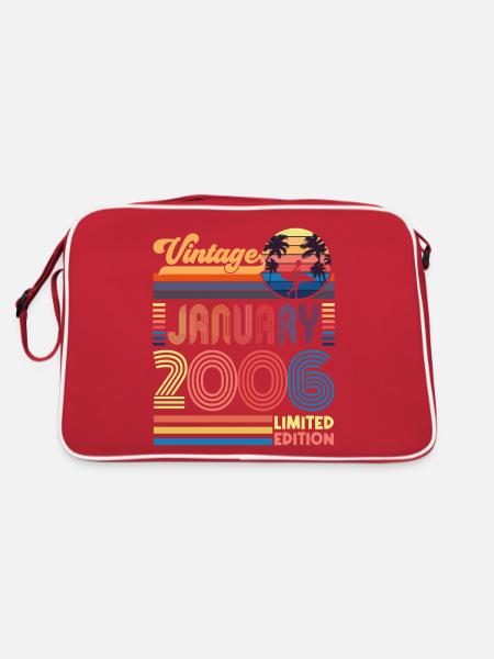 Anniversaire janvier 2006. Cadeau Janvier 2006. - Sac Retro - rouge/blanc - Dos