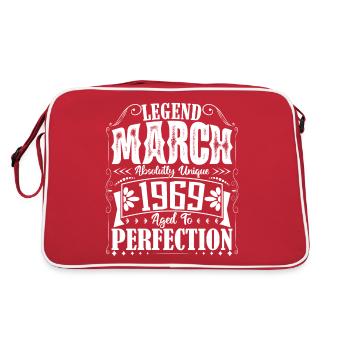 Mars 1969. Cadeau d'Anniversaire mars 1969. March. - Sac Retro - rouge/blanc - Dos