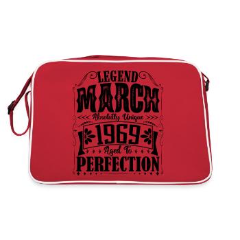Mars 1969. Cadeau d'Anniversaire mars 1969. March. - Sac Retro - rouge/blanc - Dos