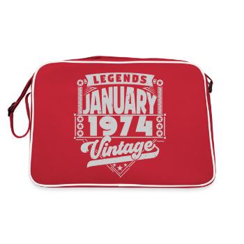 Vintage Anniversaire Janvier 1974, Janvier 1974. - Sac Retro - rouge/blanc - Dos