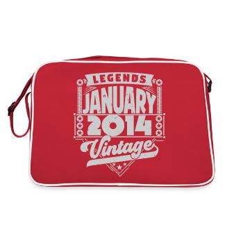 Jahrgang Geburtstag Januar 2014, Januar 2014. - Retro Tasche - Rot/Weiß - Hinten