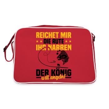 Reichet mir die rute ihr der könig will angeln! - Retro Tasche - Rot/Weiß - Hinten