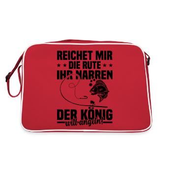 Reichet mir die rute ihr der könig will angeln! - Retro Tasche - Rot/Weiß - Hinten