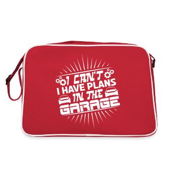 Ich kann nicht, ich habe Projekte in der Garage. - Retro Tasche - Rot/Weiß - Hinten