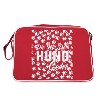 Who goes with the dog. Dog owner.dog. - Retro Bag - red/white - Back