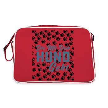 Who goes with the dog. Dog owner.dog. - Retro Bag - red/white - Back
