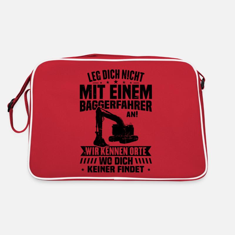 Leg dich nicht mit einem baggerfahrer Retro Tasche