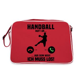 Handball Calls Me, Funny Gift Handball - Retro Bag - red/white - Back