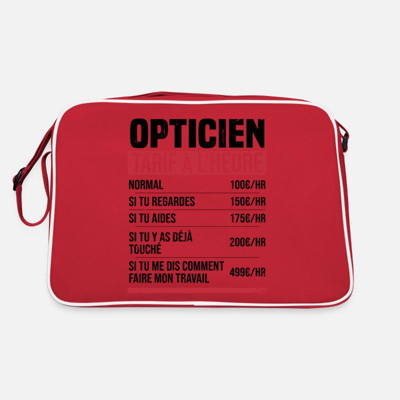 Optiker Stundensatz Geschenkidee Humor - Retro Tasche - Rot/Weiß