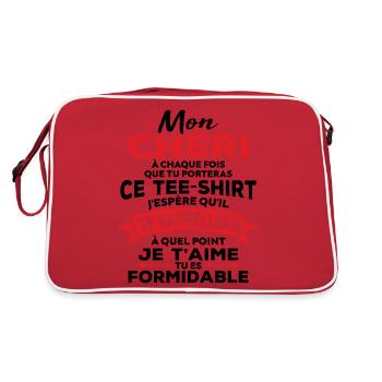 Mon chéri je t aime tu es formidable - Sac Retro - rouge/blanc - Dos