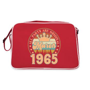 March 1965. March 1965 Birthday Gift. March. - Retro Bag - red/white - Back