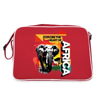 Africa Elephant Nature Adventure Wilderness Safari - Retro Bag - red/white - Back