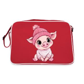Cochon mignon mignon bébé enfants dessin animé animal - Sac Retro - rouge/blanc - Dos