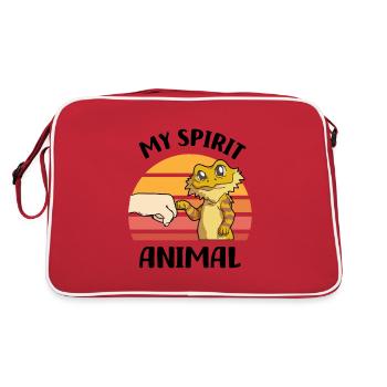 Bearded dragon lovers | Bearded Dragon Pet Gift - Retro Bag - red/white - Back